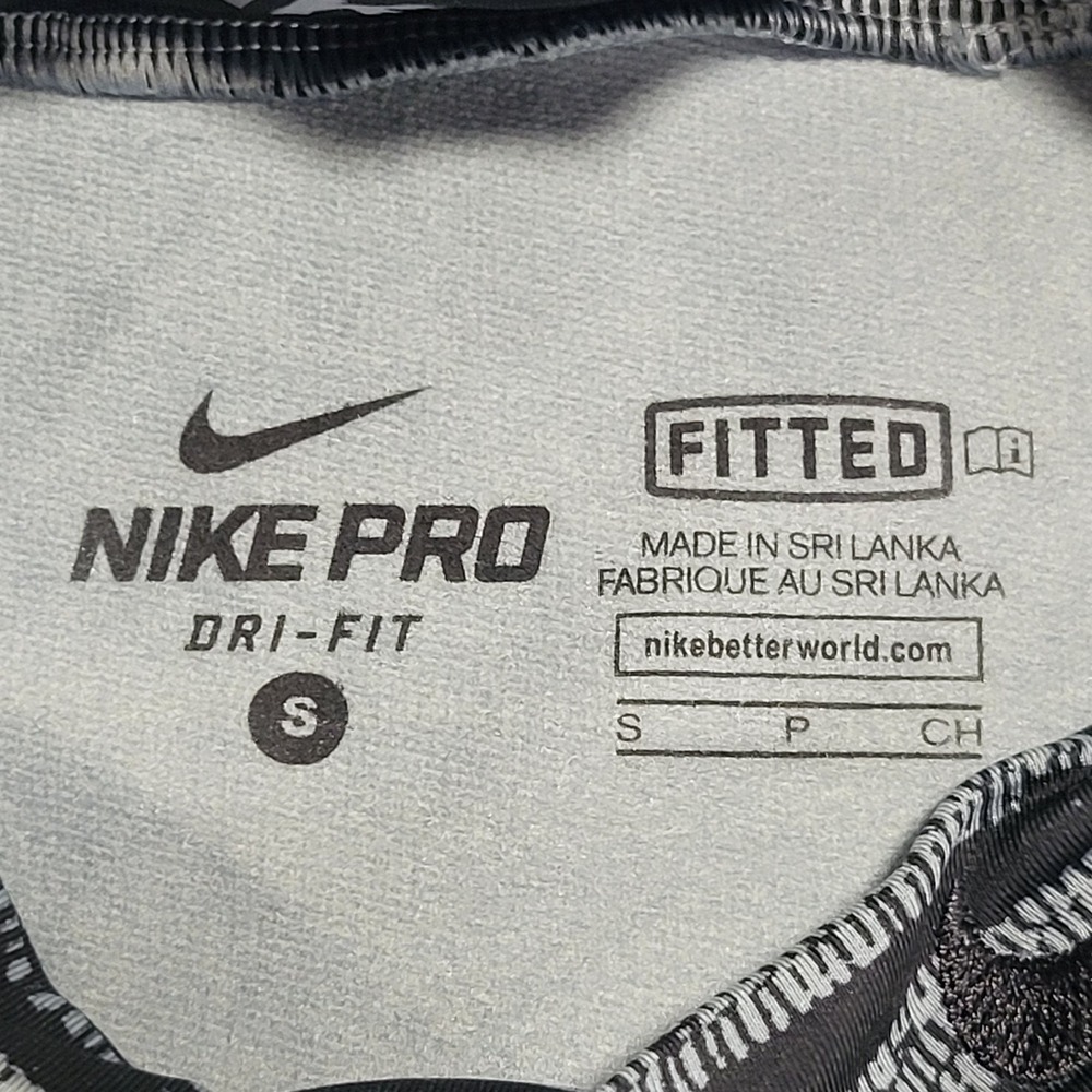 Nike Men's White/Black Pro Combat Dri-Fit Fitted Long Sleeve Top Size Small - Picture 7 of 14